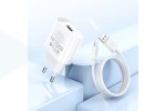 Сетевое зарядное устройство USB + кабель Type-C HOCO C109A Fighter (10.5W)  белый