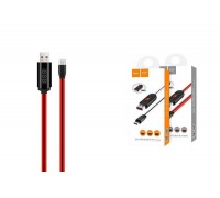 Кабель USB - MicroUSB HOCO U29 2,4A (красный) 1,2м (с LED дисплеем)