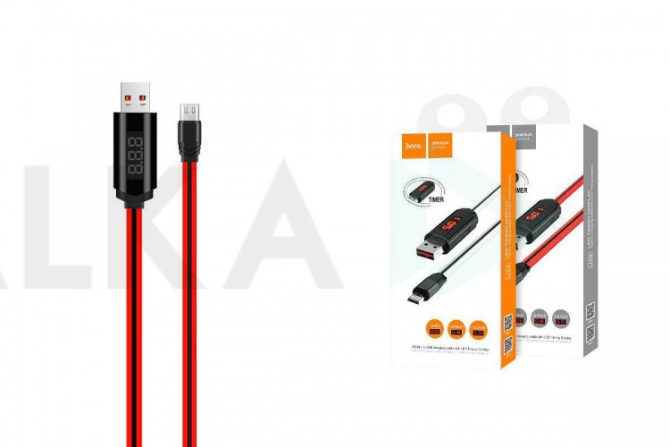 Кабель USB - MicroUSB HOCO U29 2,4A (красный) 1,2м (с LED дисплеем)