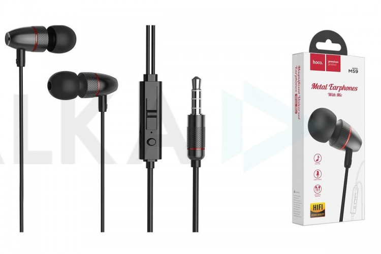 Наушники вакуумные проводные HOCO M59 Magnificent universal earphones (черный)