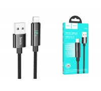 Кабель USB - Lightning HOCO U125  Benefit charging data cable with display (черный) 1,2м 