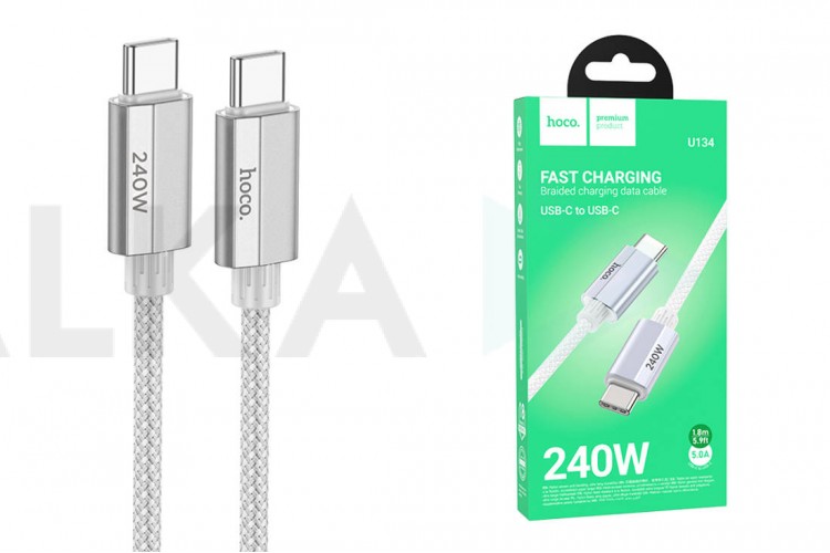 Кабель USB Type-C - USB Type-C HOCO U134 Primero 240W (серый) 1.8м