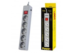 Сетевой фильтр Perfeo "POWER+", 1,8м, 5 розеток, серый (PF-PP-5/1,8-G)