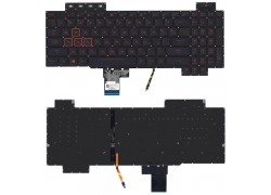 Клавиатура для ноутбука Asus Gaming FX504 черная с красной подсветкой
