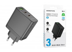 Сетевое зарядное устройство 2USB-C + USB  BOROFONE BN12 PD65W (черный)