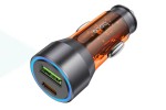 Автомобильное зарядное устройство АЗУ USB + USB-C HOCO NZ12A QC3.0 + PD43W (оранжевый прозрачный)