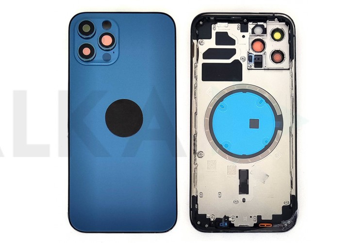 Корпус для iPhone 12 Pro (синий) CE (литое стекло + магнит)
