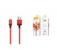 Кабель USB - Lightning HOCO X14, 2,4A (красный) 2м (в оплетке)