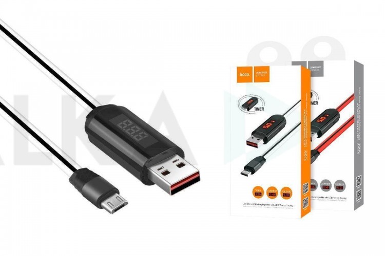 Кабель USB - MicroUSB HOCO U29 2,4A (белый) 1,2м (с LED дисплеем)