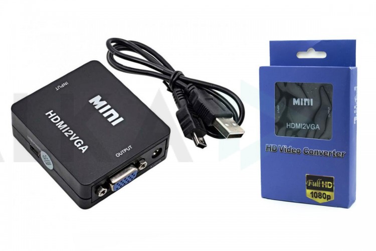 Конвертер переходник HDMI (мама) - VGA (мама) черный