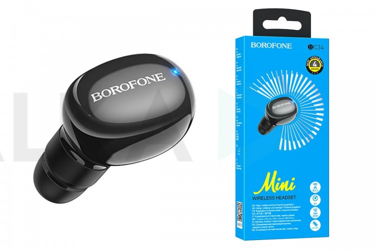 Bluetooth гарнитура BOROFONE BC34 (черный) (У)