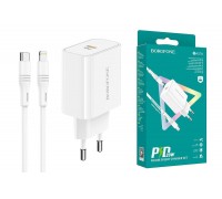Сетевое зарядное устройство USB-C + кабель Lightning - Type-C BOROFONE BA57A PD20W (белый)