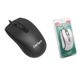 Мышь проводная оптическая Perfeo "PROFIL", 4 кн, USB (черный)