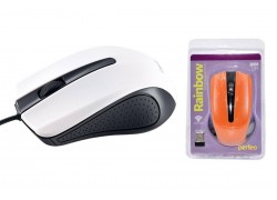 Мышь проводная оптическая Perfeo "RAINBOW" 3 кн, USB (черно-белый)