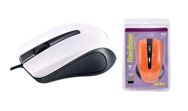 Мышь проводная оптическая Perfeo "RAINBOW" 3 кн, USB (черно-белый) Мышь проводная оптическая Perfeo "RAINBOW" 3 кн, USB (черно-белый)