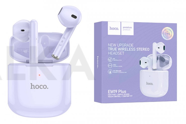 Наушники вакуумные беспроводные HOCO EW19 Plus Delighted true wireless stereo headset Bluetooth (фиолетовый)