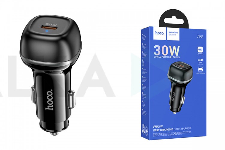 Автомобильное зарядное устройство АЗУ USB-C HOCO Z58 Rank single port PD30W (черный)