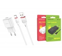 Сетевое зарядное устройство USB + кабель Type-C BOROFONE BA48A Orion 2100 mAh (белый)