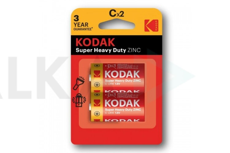 Батарейка солевая KODAK R14/2BL Super Heavy Duty цена за блистер 2 шт