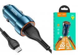 Автомобильное зарядное устройство АЗУ USB + кабель Type-C HOCO Z46 Blue QC3.0 (синий)