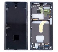 Дисплей для Samsung S908B Galaxy S22 Ultra Black в сборе с тачскрином + рамка, 100%