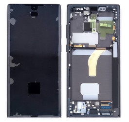 Дисплей для Samsung S908B Galaxy S22 Ultra Black в сборе с тачскрином + рамка, 100%