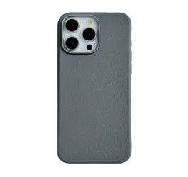Чехол пластиковый для iPhone 16 Pro (6,3)  (светло-серый) имитация кожи