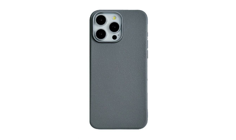 Чехол пластиковый для iPhone 16 Pro (6,3)  (светло-серый) имитация кожи