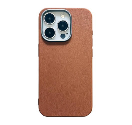 Чехол пластиковый для iPhone 16 Pro (6,3)  (светло-коричневый) имитация кожи