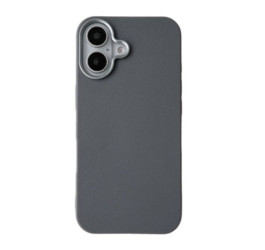Чехол пластиковый для iPhone 16  (6,1)  (светло-серый) имитация кожи