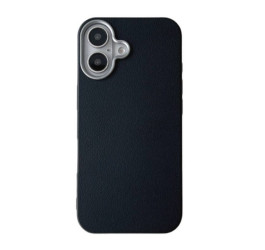 Чехол пластиковый для iPhone 16  (6,1)  (черный) имитация кожи