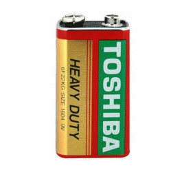 Батарейка солевая Toshiba 6F22 крона/1SH (цена за 10 штук)