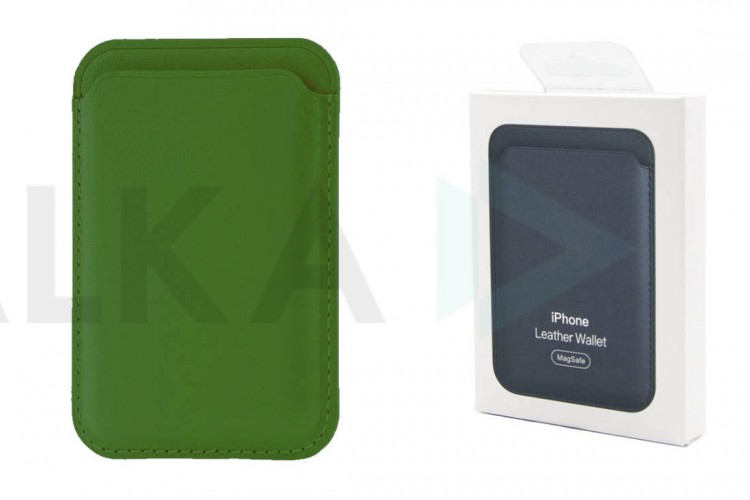 Кармашек визитница на телефона магнитный для MagSafe App wallet с анимацией в цвет (or.) (зеленый)
