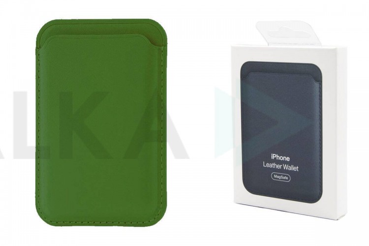 Кармашек визитница на телефона магнитный для MagSafe App wallet с анимацией в цвет (or.) (зеленый)