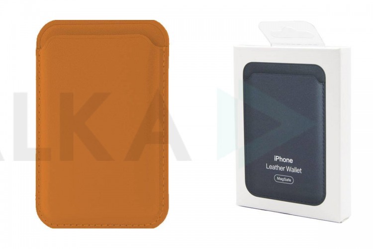 Кармашек визитница на телефона магнитный для MagSafe App wallet с анимацией в цвет (or.) (оранжевый)