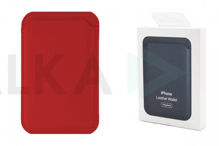 Кармашек визитница на телефона магнитный для MagSafe App wallet с анимацией в цвет (or.) (малиновый) Crimson