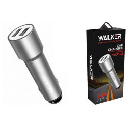 Автомобильное зарядное устройство АЗУ 2USB WALKER WCR-22, 2.4А, 12Вт, удлиненный корпус, серое