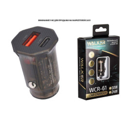 Автомобильное зарядное устройство АЗУ WALKER WCR-61, 3А, 30Вт, Type-Cx1, быстрая зарядка QC 3.0+PD, черное