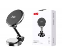 Держатель автомобильный для телефона XO C133 metal magnetic suction 360 ° rotating bracket (equipped with one square and one round iron) (Чёрный)