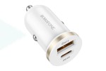 Автомобильное зарядное устройство АЗУ USB + USB-C BOROFONE BZ22  PD30W + QC3.0 (белый)
