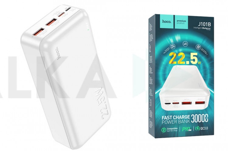 Универсальный дополнительный аккумулятор Power Bank HOCO J101B Astute 22,5W (30000 mAh) (белый)