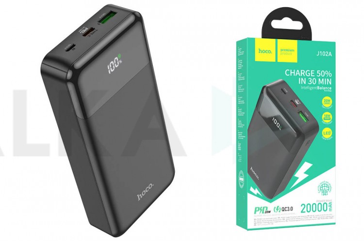 Универсальный дополнительный аккумулятор Power Bank HOCO J102A PD20W + QC3.0 (20000 mAh) (черный)