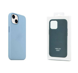Чехол для iPhone 13 (6,1) MagSafe силиконовый с анимацией в цвет чехла на экране Blue Fog (синий туман)