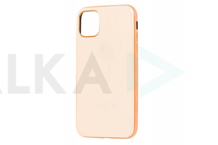 Чехол силиконовый iPhone 11 Pro (5.8) с хромовым контуром (кремовый)