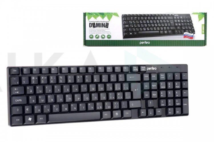 Клавиатура проводная Perfeo "DOMINO" стандартная, USB  PF_4511 (черный)