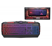 Клавиатура проводная Perfeo "LEGION" Multimedia, GAME DESIGN, подсветка 3х-цветная USB  (черный)