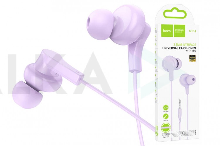 Наушники вакуумные проводные HOCO M114 Jia universal digital earphones with microphone штекер Type-C (фиолетовый)