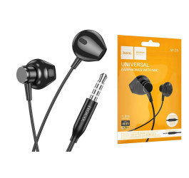 Наушники вакуумные проводные HOCO M125 Smart metal universal earphones with microphone (черный)