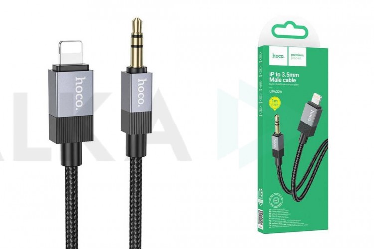 Кабель аудио HOCO UPA32A (штекер Lightning - вход AUX 3.5 mm) 1 метр черный