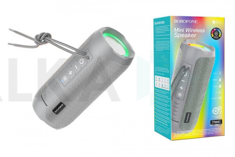 Портативная беспроводная колонка BOROFONE BR21 Sports BT (серый)